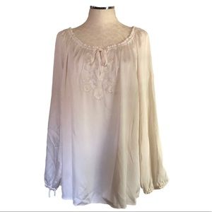 Lane Bryant | Blouse Top Size 26/28 Off White Popover Long Sleeve NWT